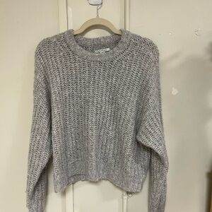 American Eagle Outfitters Gray Chunky Knit Crew Neck Sweater